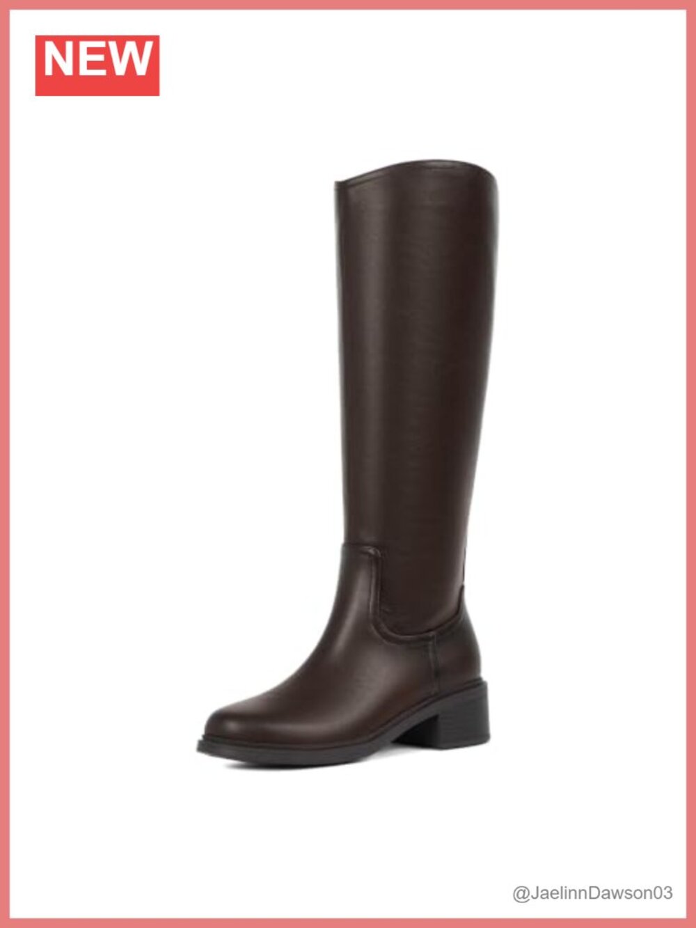 Knee High Boots for Women Side Zipper Chunky Block Heels Faux Leather